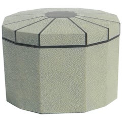 Octagon Shape Natural Shagreen Box With Ebony Inlay 
