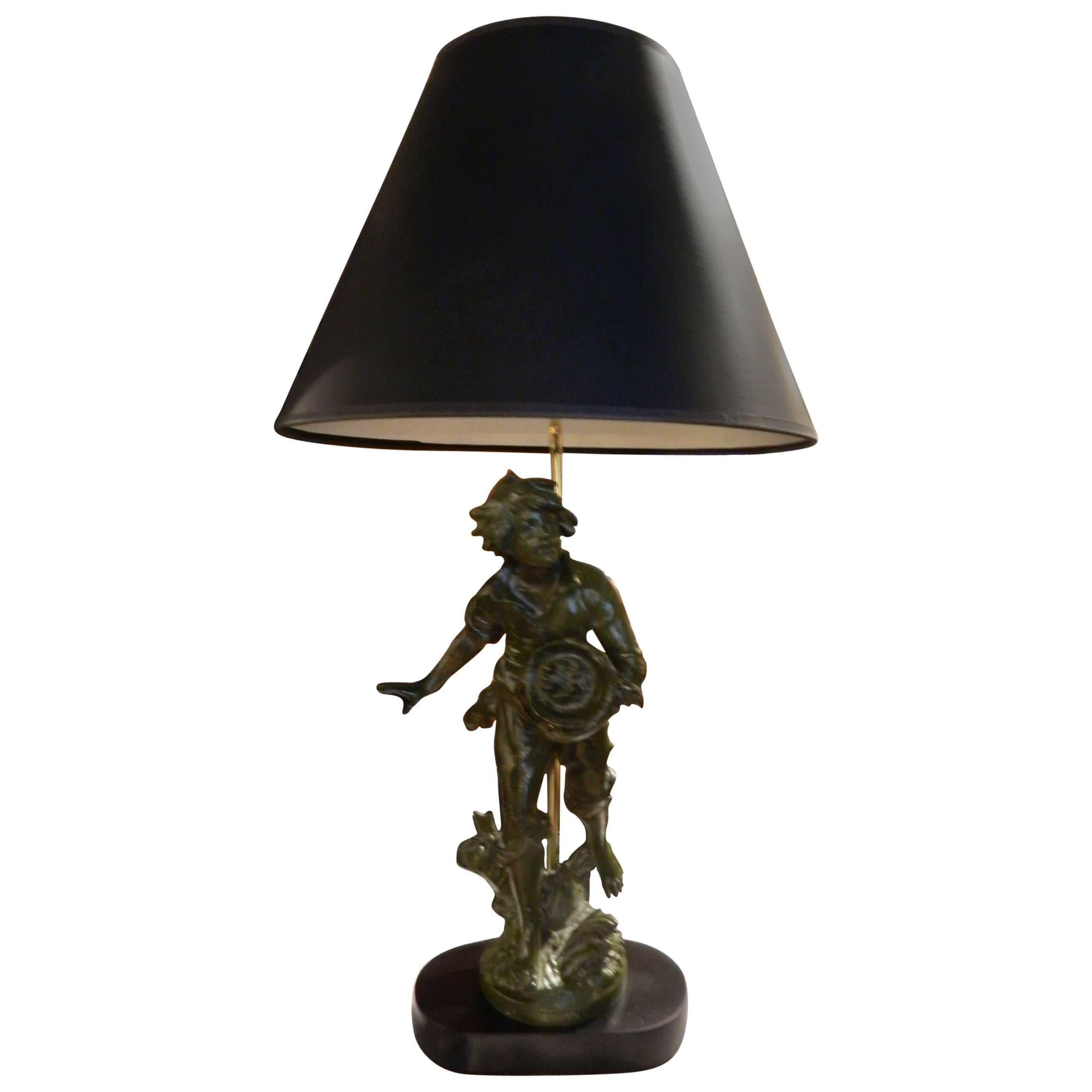 Par Francois Moreau Bronze Figural Adapted as a Lamp, 19th Century