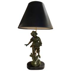 Par Francois Moreau Figurine en bronze adaptée en lampe:: 19ème siècle