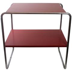 1930s Bauhaus Marcel Breuer Bar Console Table Lacquered Red