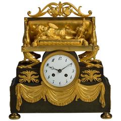 Empire Ormolu and Patinated Bronze Mantel Clock