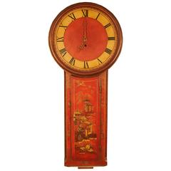 Antique English Red Japanned Act of Parliament Clock