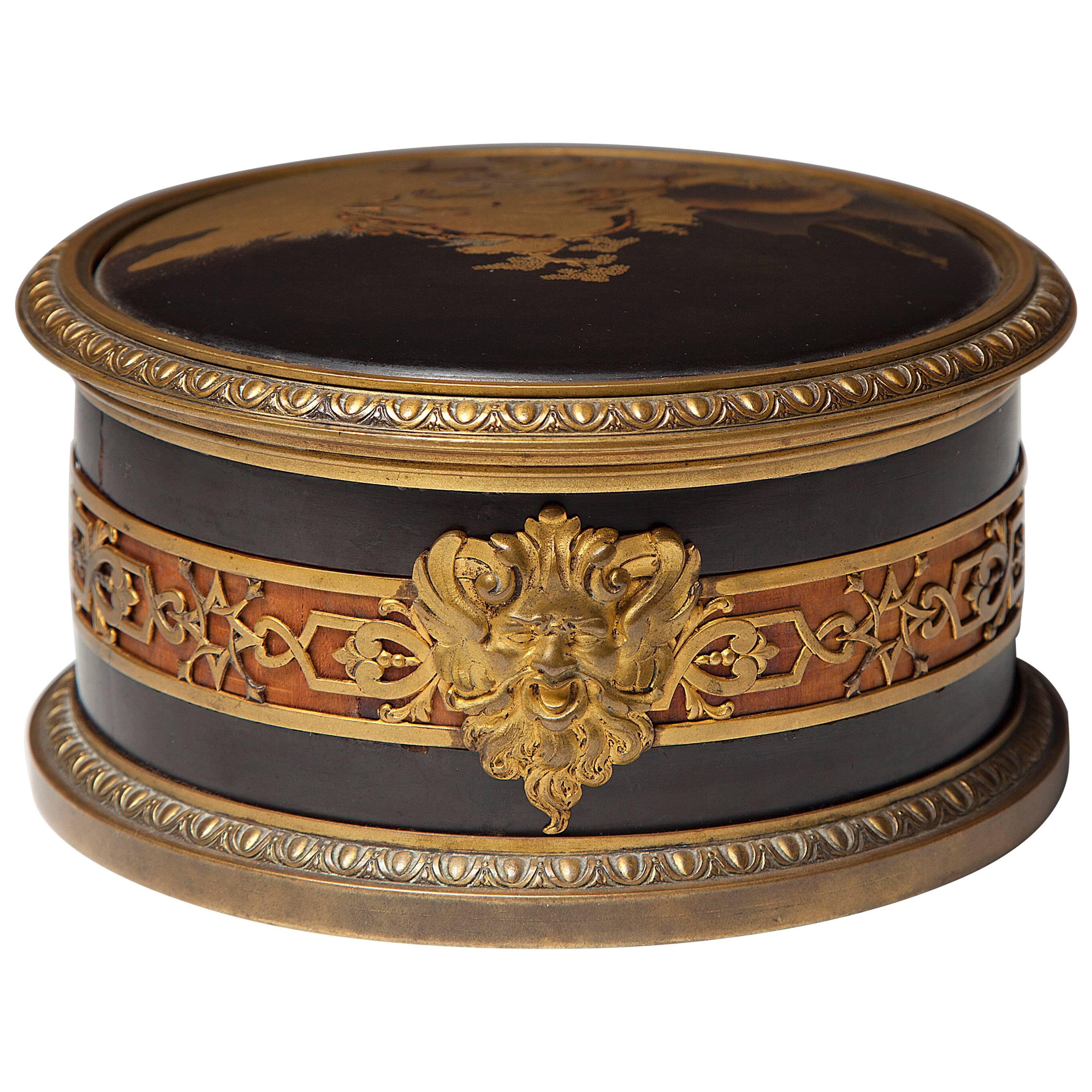 Boin-Taburet French Bronze Box Japanese Lacquer 19th Century For Sale