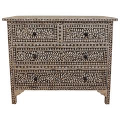 Black and White Mother-of-Pearl Tall Dresser