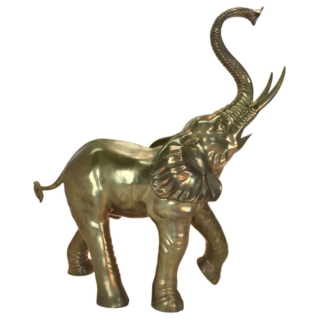 ExtraLarge Brass Elephant Sculpture For Sale at 1stdibs