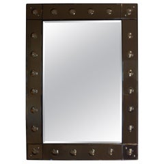 Mid-century Rectangular Beveled Bronze Venetian Mirror