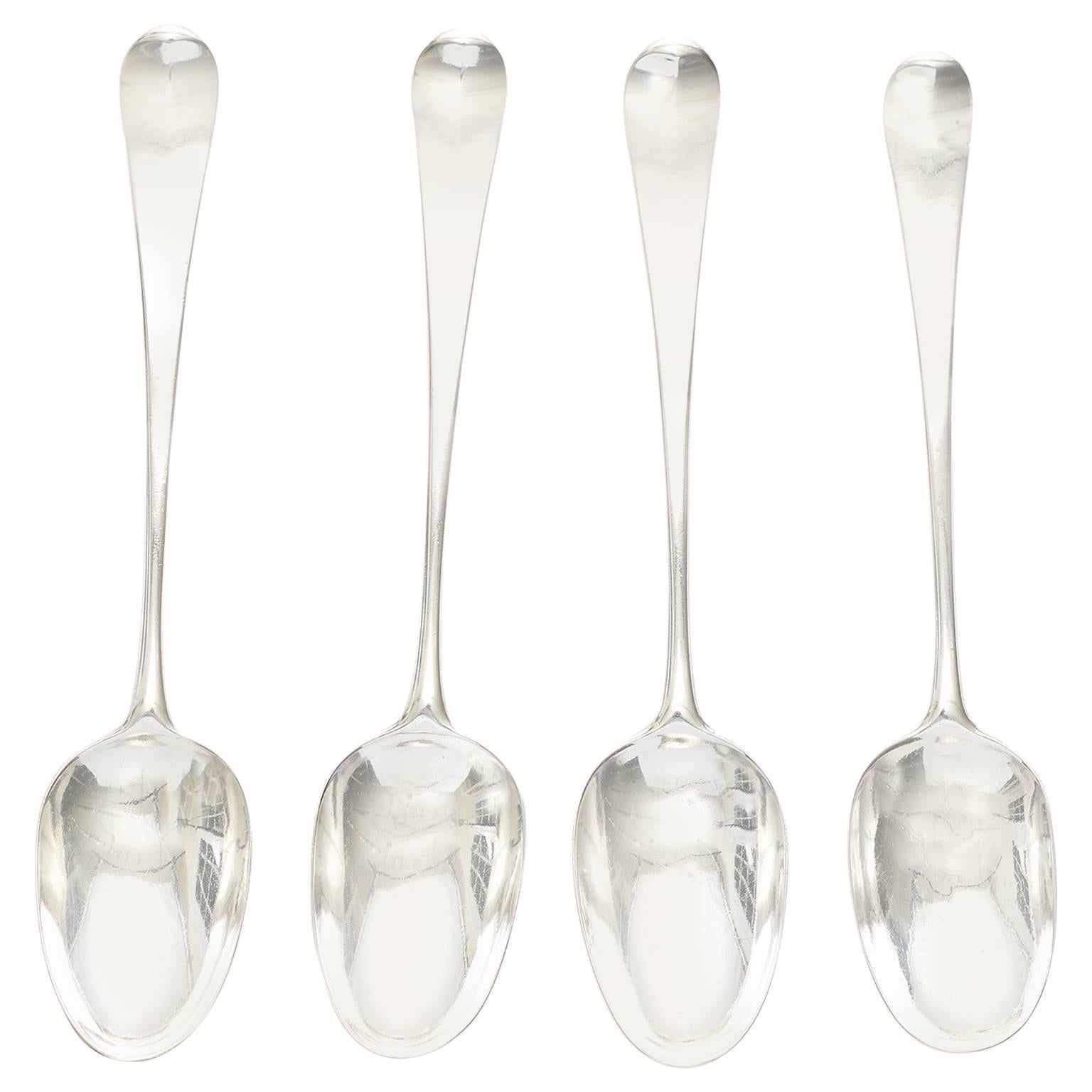 4 Matching Georgian Sterling Basting Spoons c1750 London by Paul Callard For Sale