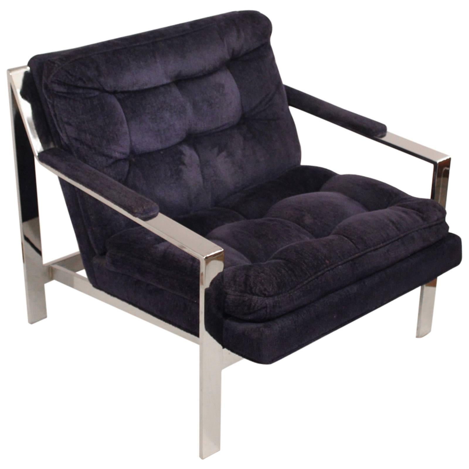 Cy Mann "Style of Milo  Baughman" Chrome Lounge Chair