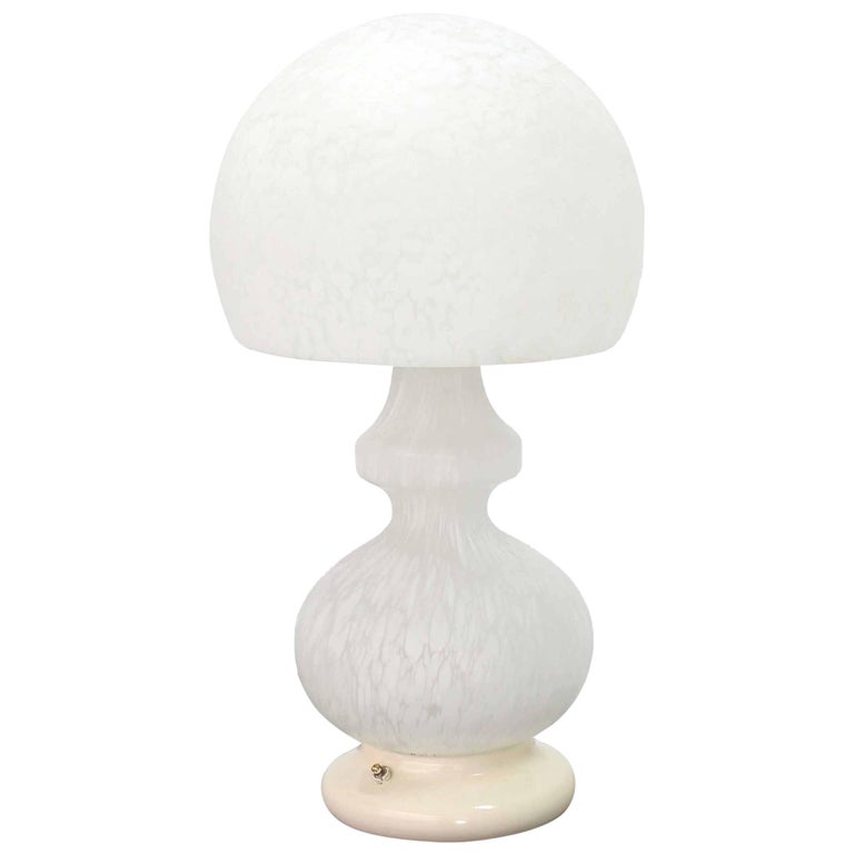 Textured Milk Murano Glass Mushroom Table Lamp For Sale