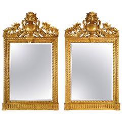 Pair of French Louis XVI Giltwood Mirrors