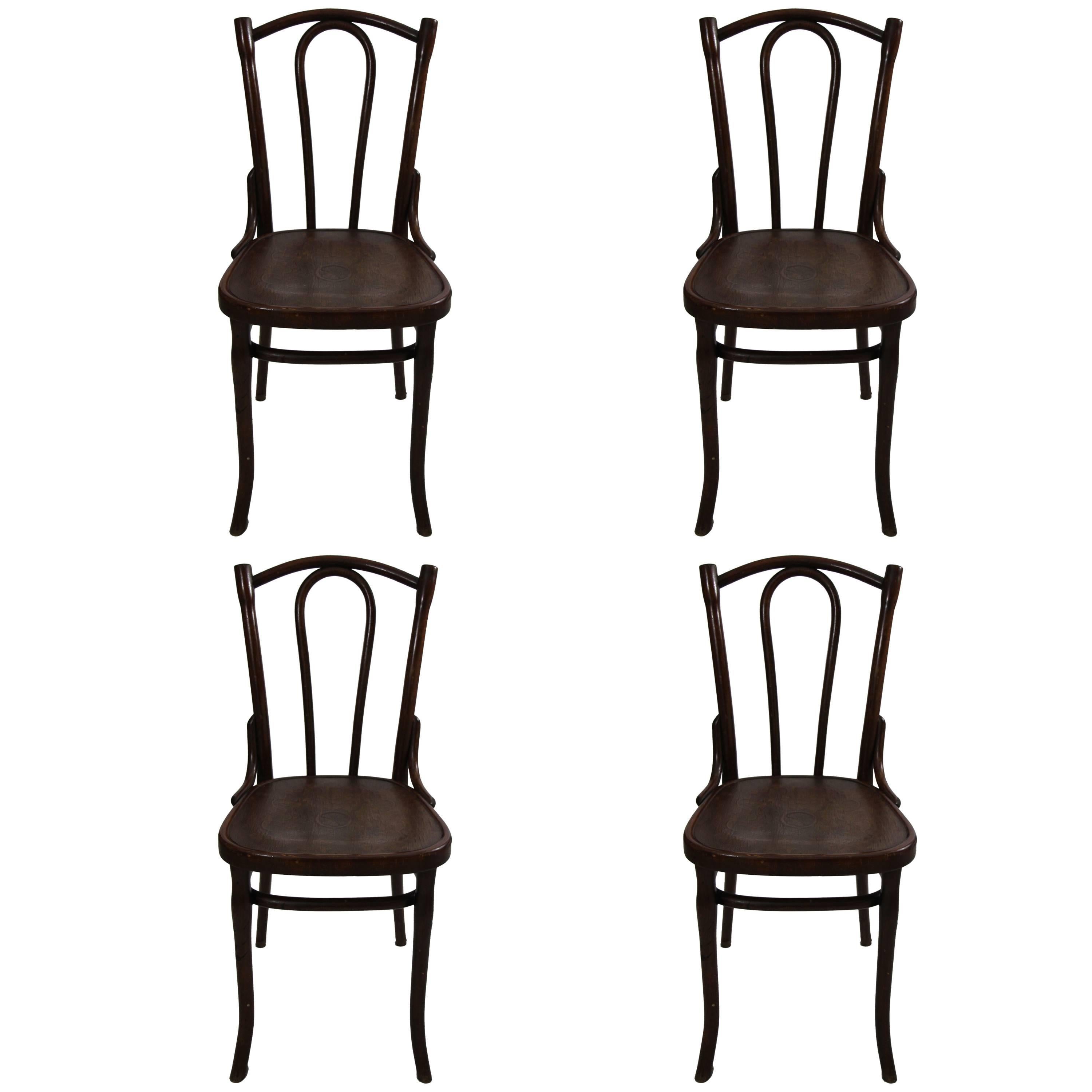 Set of Four Original Thonet Coffee House Chairs