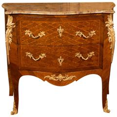Topped with Marble Breche 19th Century Two Drawers with Fine Bronze Mounts