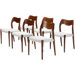 Set of Six Model 71 Dining Chairs by Niels Møller for J.L. Møllers Møbelfabrik