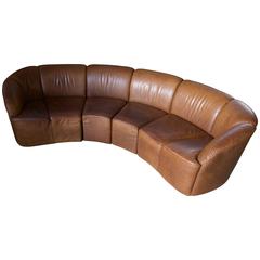 Modular Cognac Leather Sofa by Knoll International, 1970s