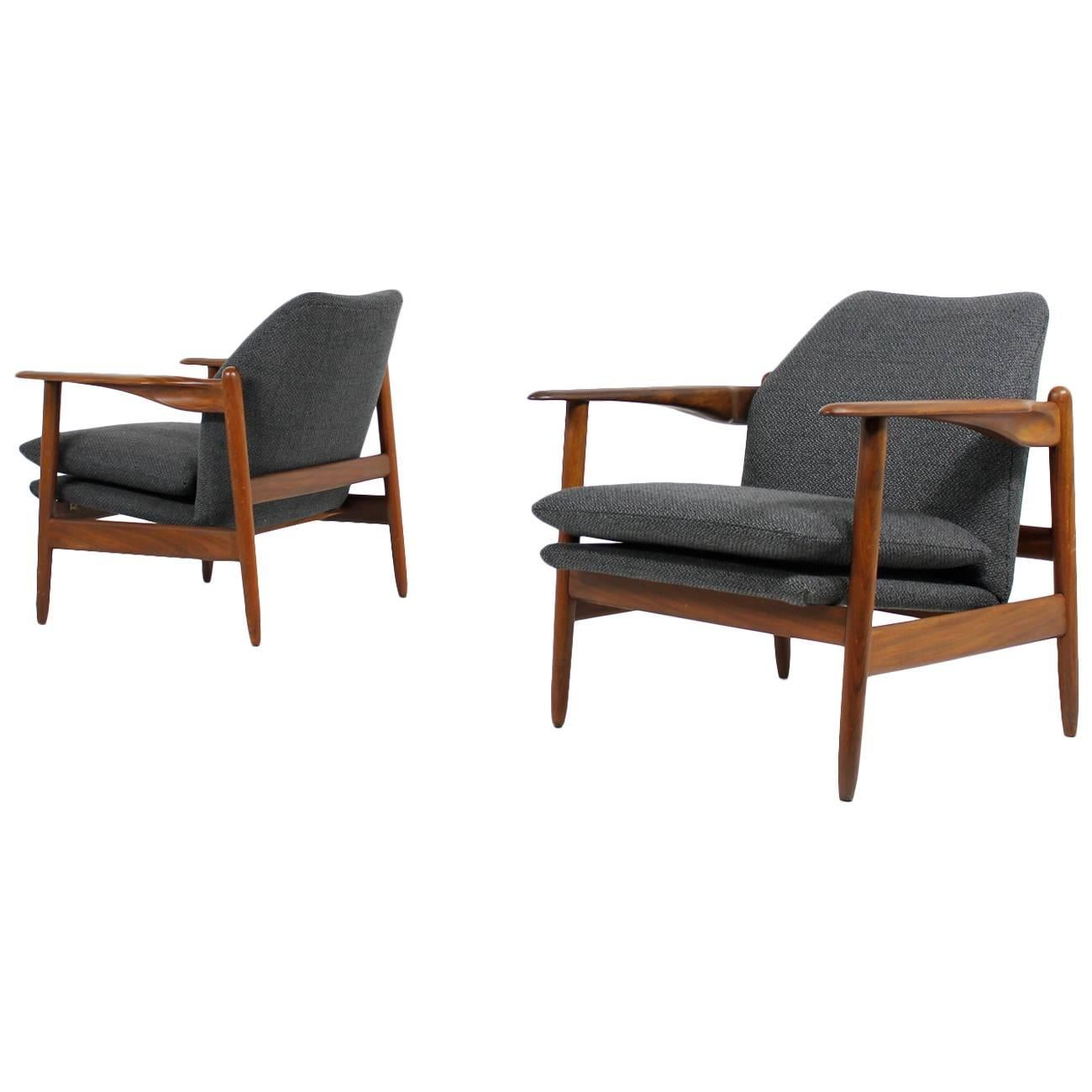 Amazing & Rare Pair of 1960s Organic Danish Teak Easy Chairs, Mid-Century Modern