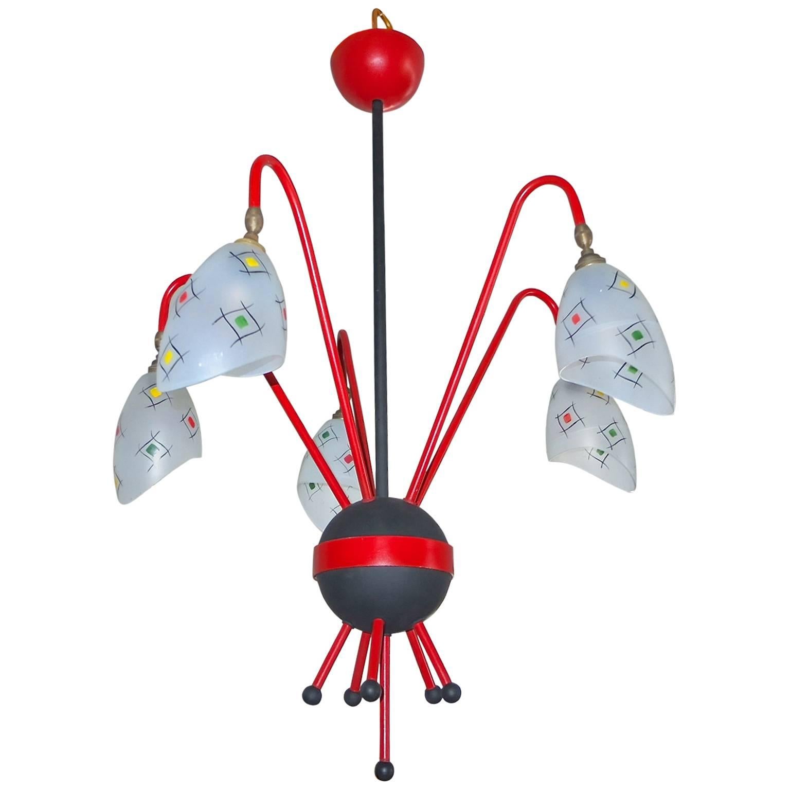 French 1950s Googie Atomic Chandelier For Sale