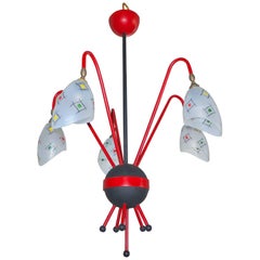 Vintage French 1950s Googie Atomic Chandelier