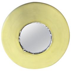 Amazing Yellow and White Ceramic Mirror by Mia Jensen, circa 2015