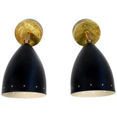Pair of Adjustable Italian Sconces Brass Stilnovo Style