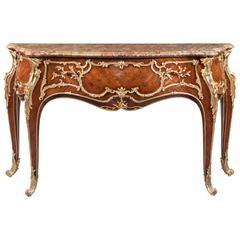 Antique French 19th Century Kingwood, Ormolu and Marble Topped Commode