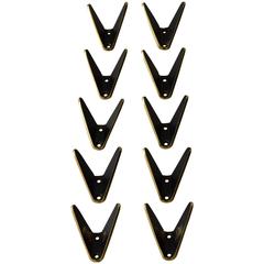 Ten Modernist Brass Wall Hooks by Hertha Baller, Vienna, 1950