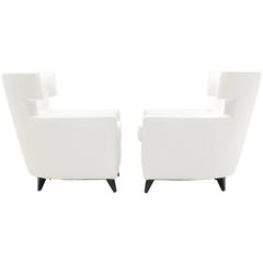 Pair of Amazing Wingback Lounge Chairs in the Manner of Gio Ponti