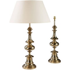 Pair of Mid-Century Modern American Polished Brass Lamp Bases