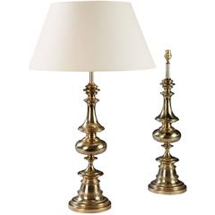 Pair of Mid-Century Modern American Polished Brass Lamp Bases 5