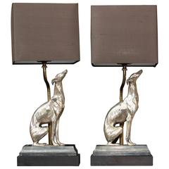 Antique Pair of Dog Lamps