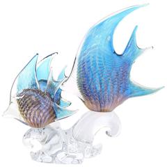 Trio de poissons-anges en verre sculptural Marcolin
