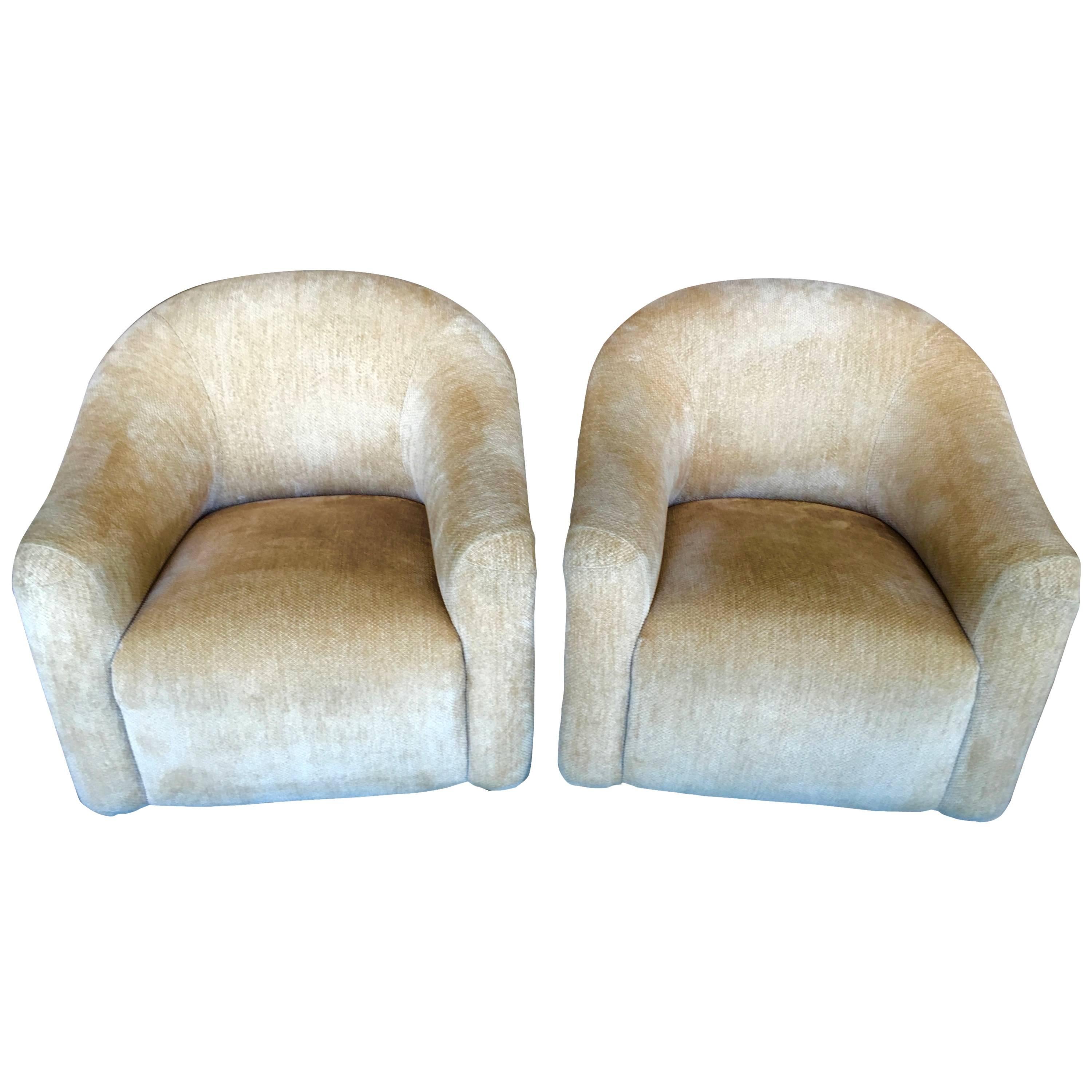 A. Rudin Nubby Fabric Club Chairs with Original Labels