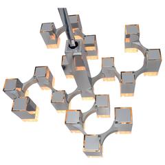 Gaetano Sciolari Chrome "Cubic" Chandelier for Lightolier