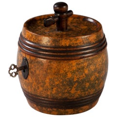19th Century Fruitwood Barrel Tea Caddy