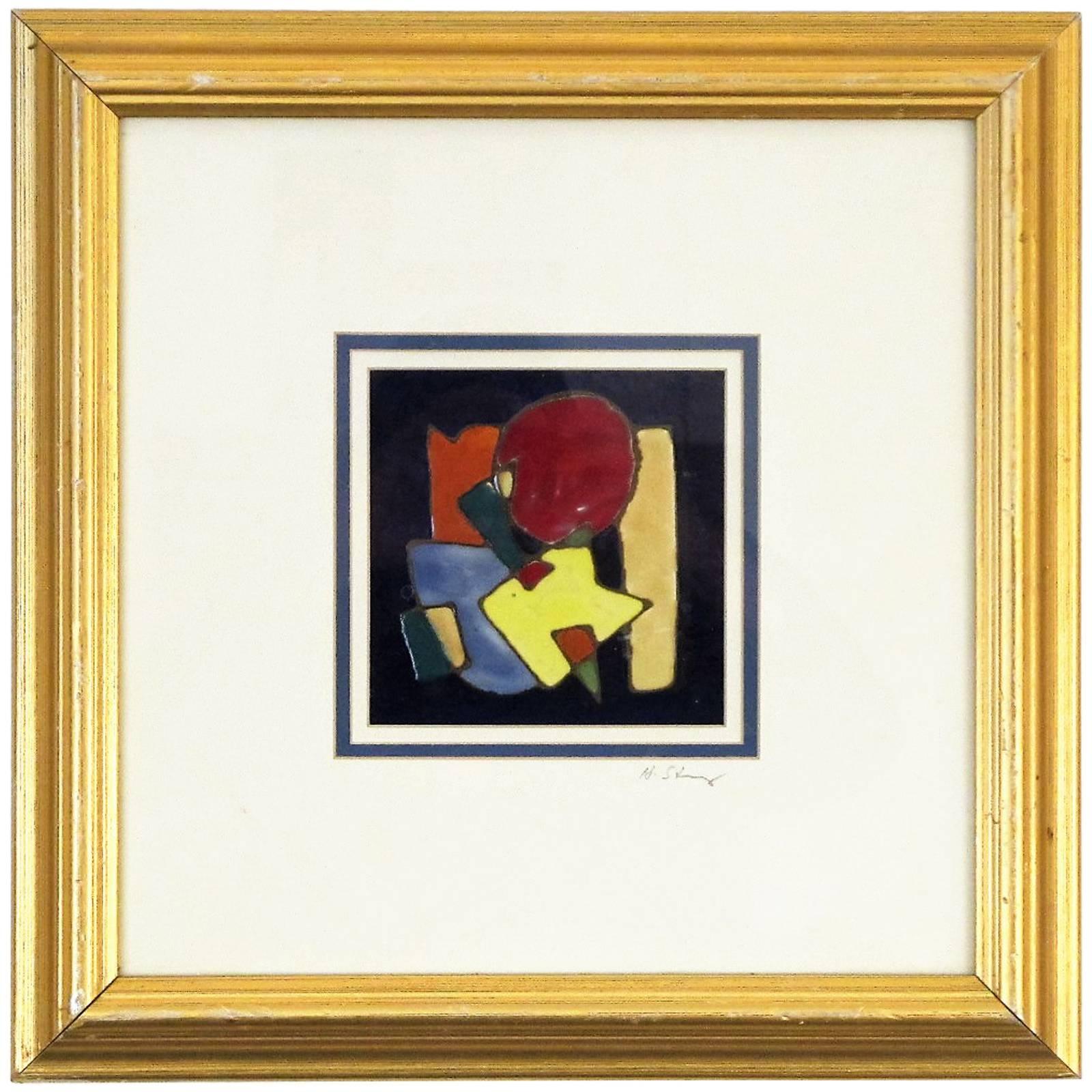 Pencil Signed Harris Strong Framed Ceramic Abstract Composition "Capriccio" For Sale