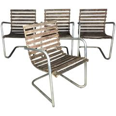 Wood Slat and Metal Garden Chairs by Fritz Hansen, Denmark, 1960s