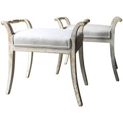 Pair of 19th Century Swedish Gustavian Style Benches