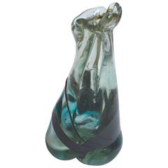Brutalist Sea Glass and Iron Vase