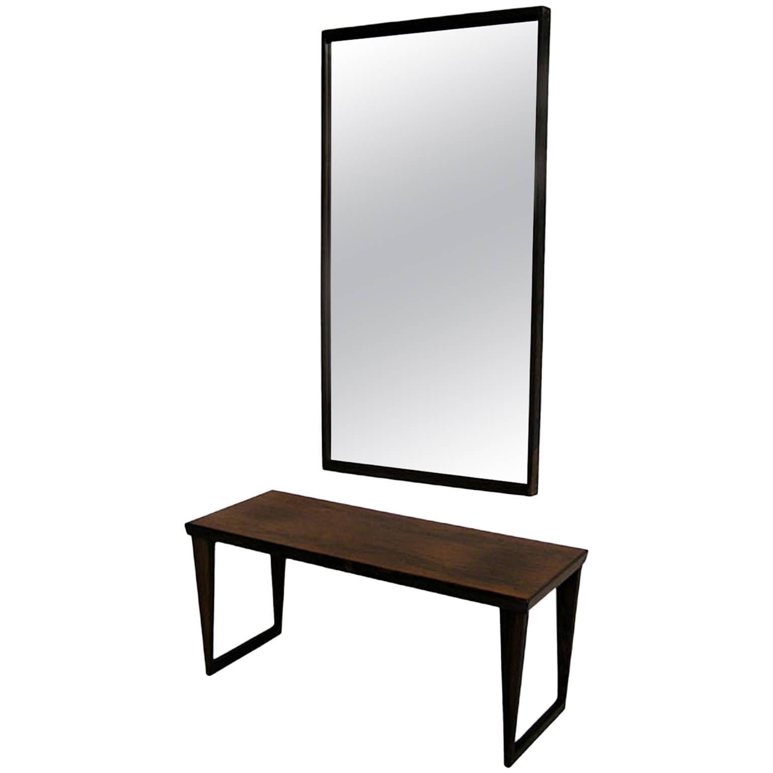 Rosewood Bench with Mirror by Kai Kristiansen, circa 1960s For Sale