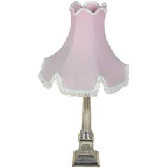 Late 19th Century Silver Plated Corinthian Column Table Lamp