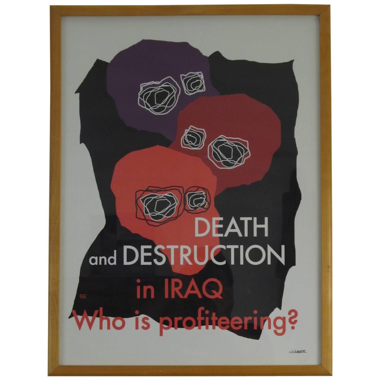 Powerful Anti Iraq War Poster by Gregor Goethals For Sale