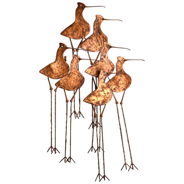 Curtis Jere Brass "Sandpiper" Wall Sculpture For Sale at 1stDibs