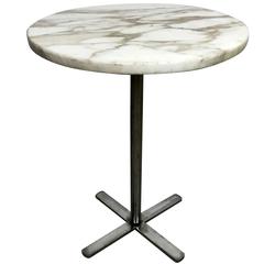 Diminutive Marble & Polished Steel Side Table by Nicos Zagraphos