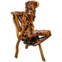 Tavolo cinese scultoreo a tre piani in legno di radice