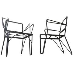 Pair of Iron Armchair Frames, France circa 1950 12