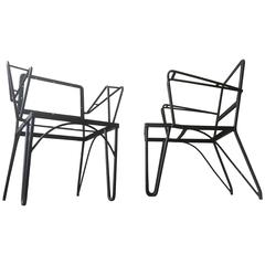 Pair of Iron Armchair Frames, France circa 1950