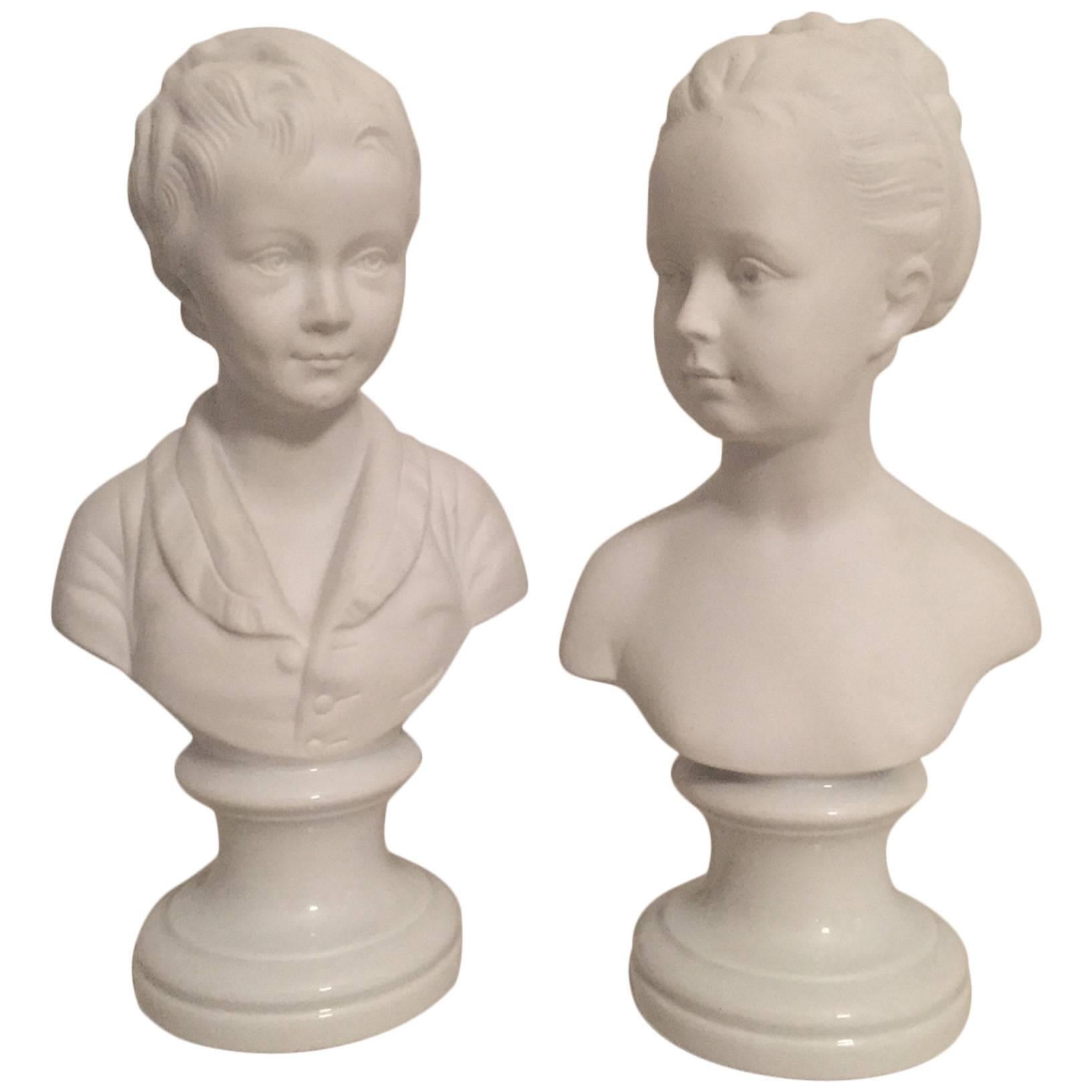 Pair of Limoges Parian Ware Busts For Sale