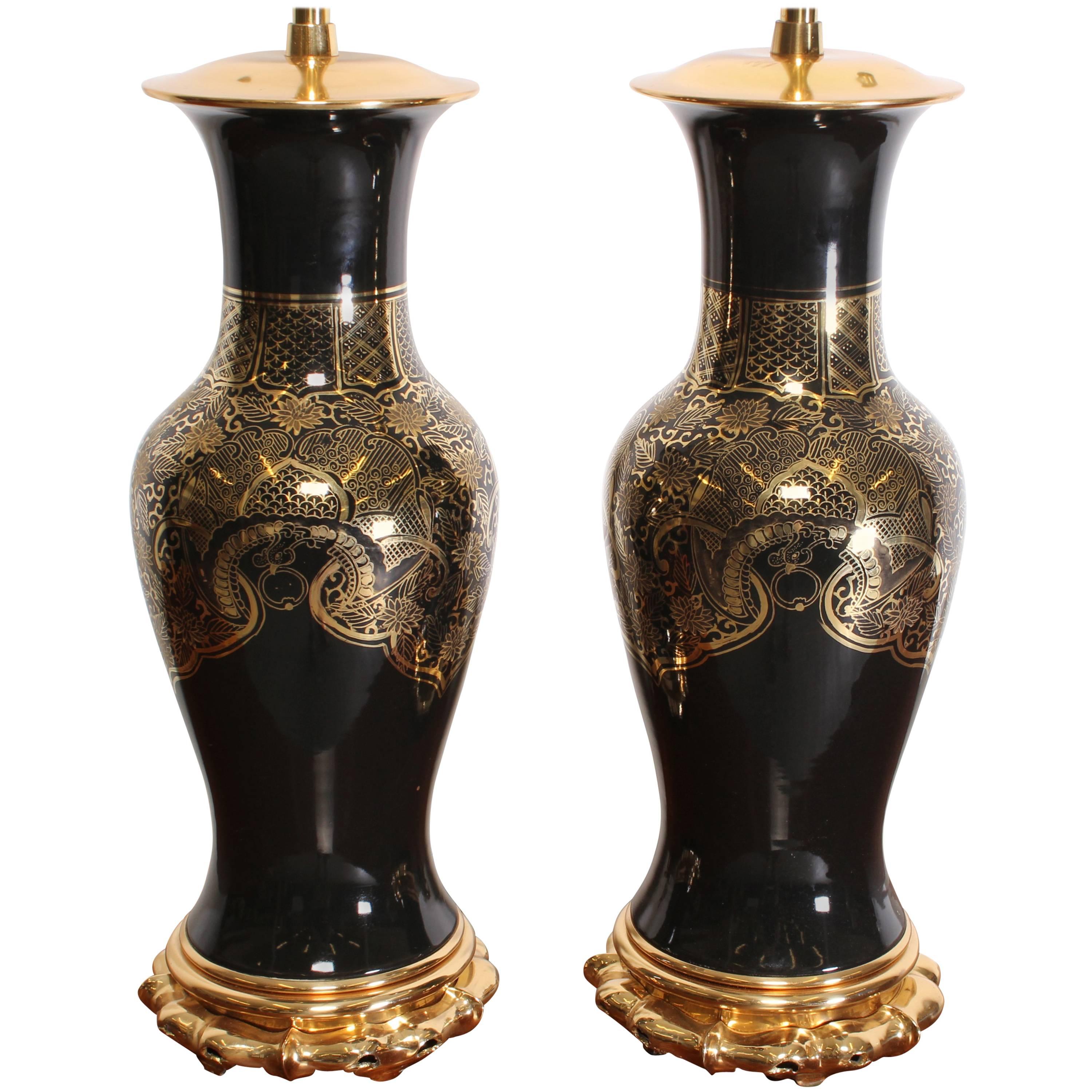 Pair of Marbro Hollywood Regency Lamps, 1980s