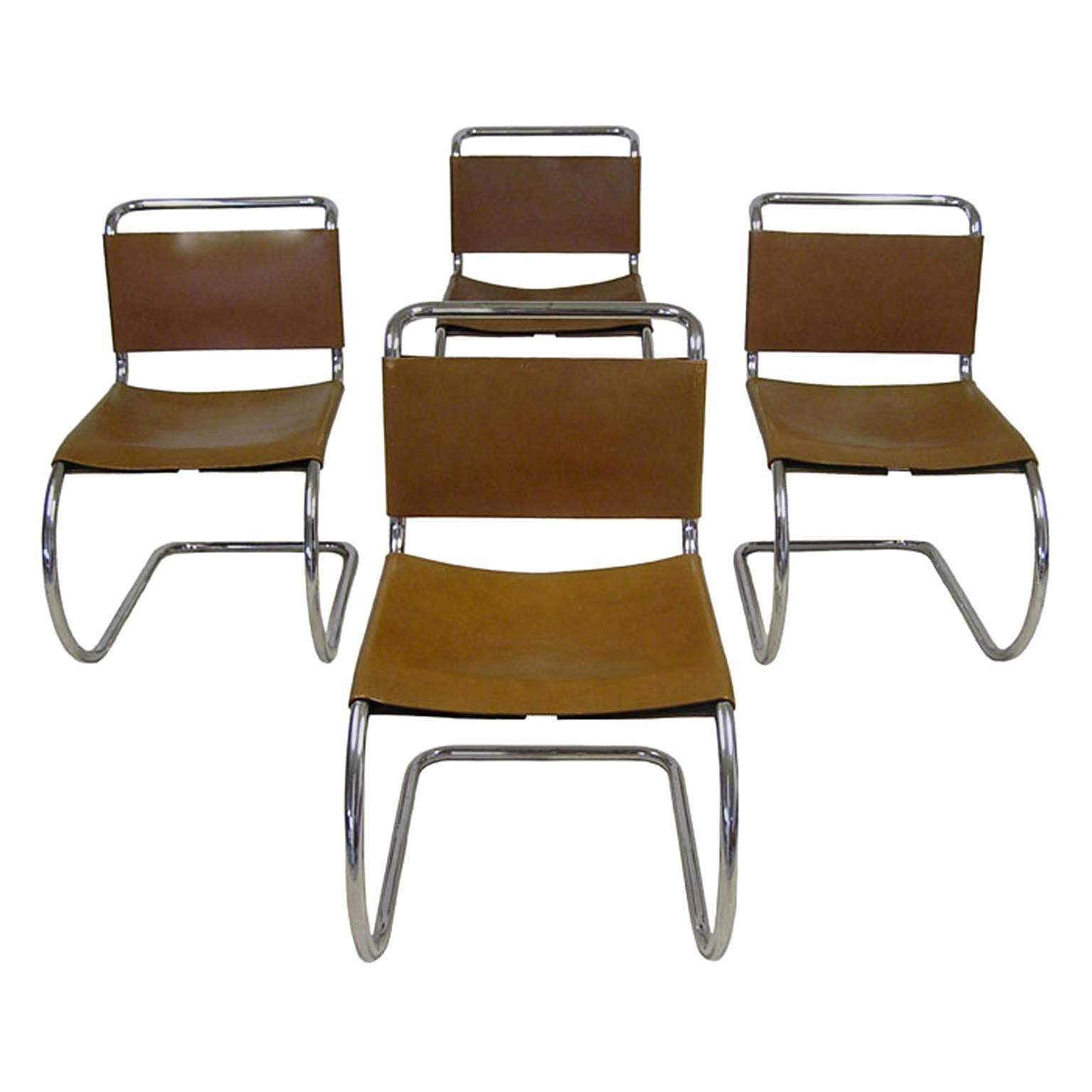 1970s Mies van der Rohe MR10 Side Chairs, Set of Four