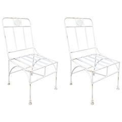 Pair of Vintage Giacometti Style Iron Chairs 1