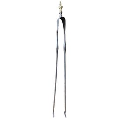 Antique 19th Century French Fireplace Tongs, Fire Tongs